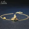 LAMOON Cute Bee 925 Bracelet en argent sterling Femme amour Citrine Gemstones Bijoux 14K plaqué or Designer Bijoux LMHI002 CX200702