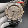 Herrklockor Rose Gold Diamond Dial Top Hot Fashion Diamond Watches Diamond Stainless Steel Strap Automatic Boutique Watch