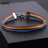 IYOE Rainbow Gay Pride Woven Braided Rope String Friendship Bracelet For Women Men Wristlet Chain Bracelets Boho Jewelry
