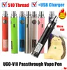 Autêntica UGO-V II 2 510 Thread Vape Pen Batteries UGO V3 Variable Voltage Preheat Battery Kits EVOD VV eGo T Micro USB Passthrough Cartridge Electronic Cigarettes Box