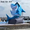 Requin drôle gonflable personnalisé de 5m H assis sur le modèle de requin gonflable en pierre pour la publicité ou le divertissement