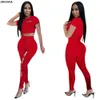 2019 mulheres verão letra impressa manga curta curta Tee top calças lápis skinny ternos de duas peças Set Sporty Tracksuit 3 cor M890