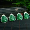 925 de alta qualidade embutidos calcedônia verde natural Laughing Buddha pingente de mulheres de moda jóias de jade colar de jade especial