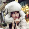 Wholefake Fur Fur Fur Hat Ushanka Rosyjska Kosadowca Skórzany bombowiec Whole Fut Fur Earmuffs grube ciepłe zima2212547