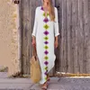 Femmes Boho longue robe Maxi Style National imprimé fleuri été coton lin fête plage robe d'été robes de grande taille 3XL