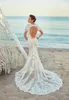 2019 Eddy K Beach 인어 웨딩 드레스 웨딩 드레스 보석 목 화이트 Boho 결혼식 신부 가운 Abiti da Sposa Backless 긴 소매 웨딩 드레스 플러스