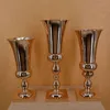 Gold Table Vases Metal Flower Road Lead Flowers Vase Metal Wedding Tables Centerpiece For Marriage Home Decor Wholesale