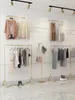 Golden clothing store hanger display shelf Commercial Furniture Ground-mounted combination gold dress hangers Women's Apparel shop rack