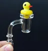 DHL New cónico Quartz Banger Prego Com Colorido sólido Vidro Cactus Panda Duck Carb Cap For Oil Rigs vidro da tubulação de água Bongs