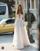 berta beach wedding dresses lace long sleeve 3d floral appliques tulle plus size wedding dress backless bridal gowns custom made265F