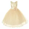 Mode Girl Dress Söt Sequin Ärmlös Vest Princess Lace Dress Baby Kids Party Wedding Bridesmaid Vestido