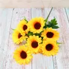 2 teile/los Herbst Dekoration Gelbe Sonnenblume Seide Künstliche Blumen Bouquet Für Home Dekoration Büro Party Garten Decor
