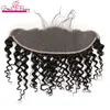 Unprocessed Human Indian Curly Wave Lace Frontal Closure Pieces 13x4 Ear to Ear Lace Frontal With Indian Temple Human Hair Weave Bundles