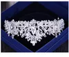 Barok Luxe Rhinestone Kralen Hart Bridal Tiara Crown Silver Crystal Diadeem Sluier Tiaras Bruiloft Haaraccessoires Hoofdepunten