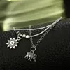 Bohemian alloy animal foot ornament elephant sun multi-layer leather rope square beads chain anklet female beach Hawaiian anklet