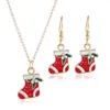 Mode femmes ensembles de bijoux dégoulinant d'huile arbre de Noël guirlande petite cloche bonhomme de neige bas de Noël collier boucles d'oreilles costume cadeau de Noël