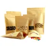 Kraft Paper Bag with Window 100PCS/LOT Stand Up Zipper Pouch Bag with Window Food Tea Storage Pouches