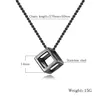 Новый модный дизайнер -модный дизайнер Винтаж Полый Геометрический 3D -квадратный коробка Титановый подвесной ожерелье для мужчин 913