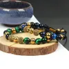 Fashion Black CZ Braidage Bracelet Men Office Couleurs naturelles Bijoux en pierre d'œil tigre