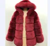 Cappotto di pelliccia di volpe da donna giacca invernale di pelliccia spessa cappotto di pelliccia di volpe cappotto invernale a maniche lunghe con cappuccio