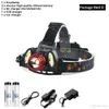 Super Bright LED Headlamp T6 + COB LED Reflektor 4 Tryby oświetleniowe Zoomable do połowów, jazda nocna, kemping, przygoda itp