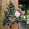 Porte-tuyau en fonte équipement de support Rose fleur décorative corde tuyau bobine cintre organisateur Style Antique mural pelouse jardin décoration de la maison
