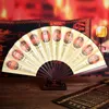 Stora kinesiska fans Silk Folding Hand Hold Fan Man Bamboo Decorative Fan Gift341s