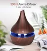 Partihandel 300ml Electric USB Aroma Air Diffuser Wood Ultraljud Air Luftfuktare Essential Olja Aromaterapi Cool Mist Maker för hembil