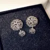 Wholesale-ins fashion designer double sided super glittering full rhinestones hollow flower stud earrings for woman girls