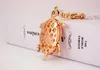 Turtle Key Chain Glitter Enamel Alloy Animal Pendant Keychain Gold Tone Lobster Clasp Key Ring Holders Women Bag Accessories Decoration