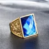 Drake och phoenix ädelsten smycken ringar guld färg titan stål figur ring casting kungliga ringar för män gratis frakt