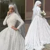 Spitze Muslimisches Hochzeitskleid Applikationen Schal Hijab Hochzeitskleid Tüll abiye abiti da sposa Hochzeitskleid Brautkleid