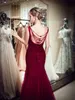 Fashion Elegant Abites Round Neck Open Back Backing Wine Vine Red Tulle Long Party Formale Abiti da sera Abiti da ballo Hy4278