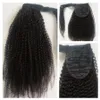 Kadınlar 160g Paket Başına Renk 1B için İpli Kapalı Siyah AfroKinky Kıvırcık at kuyruğu saç Uzatma Wrap ile Diva 24 İnç İnsan Saç at kuyruğu