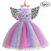 Christmas Girls Dress Costumn Rainbow Unicorn Dress For Girls Princess Dress Baby Kids Clothes Birthday Party Vestidos 2 6 10 Y