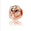 يناسب أساور Pandora 30pcs Rose Gold The Lion King Head Silver Charm Beads Tharms for Wholesale Diy European Snake Stain