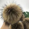 15cm / 6" Real Natural Brown Raccoon Fur bola Pompom Charme KeyChain Chaveiro Acessórios de telefone da bolsa borlas