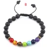 Bedels 7 Chakra Armbanden Natuurlijke Lava Steen Armband Verstelbare 8mm Energie Yoga Healing Kralen Mode-sieraden Gift DHL Gratis