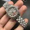 Veille en diamant complète Femmes Femmes 26 mm Luxury Iced Out Watch Automatic Silver Eoxnuless Diamond Face Lady Watch 8907337