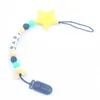 Chaîne de sucette pour bébé Perles en silicone Porte-clip factice Clips de sucette mignons Chaînes de sucette pour bébé Jouets à mâcher