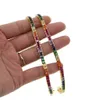 Wholesale-silver trendy jewelry rainbow square tennis cz bracelet bangle for women girl rainbow colorful jewelry