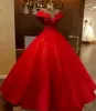 Red Ball Gown Plus Size Puffy Wedding Dresses New Elegant Off Shoulder Appliques Beads Corset Puffy Long Bridal Gowns Formal Dress BC0680