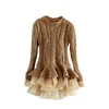 Retail 13 colors kids designer clothes girls organza knitted sweater princess dress Autumn Winter luxury Christmas party boutique dresses