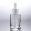 30 ml glazen etherische olie parfumflesjes Vloeibaar reagens Pipet Druppelflesje Platte schouder Cilindrische fles ClearFrostedAmbe9641983