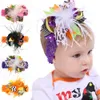 Topbaby Barn Fjäderbågar Blommor Sticka Huvudband Hårband Klipptillbehör Kids Baby Girls Crochet Head Band Flower 20PCS SD052