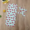 Europa baby spädbarn sovsäck barn flamingo tecknad sovsäckar barn bomull pyjamas nattkläder med huvudband 15043