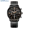 Crrju мужской хронограф кожаные наручные часы военные спортивные водонепроницаемые часы мужское деловое повседневное модное платье Quartz Watch31e