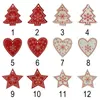 Christmas Wooden Pendant 10pcs/lot White Red Wooden Christmas Tree Ornament Angel Snow Bell Elk Star Christmas Decorations for Home
