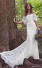 Bohemian Boho Wedding Dresses Off the Shoulder Full Lace Country Vintage Wedding Dress Bridal Gowns Custom Made