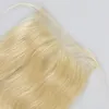 Cheveux humains indiens 6X6 fermeture à lacets couleur claire blonde 613 droite 1226 pouces milieu trois parties droites fermetures supérieures 4299976